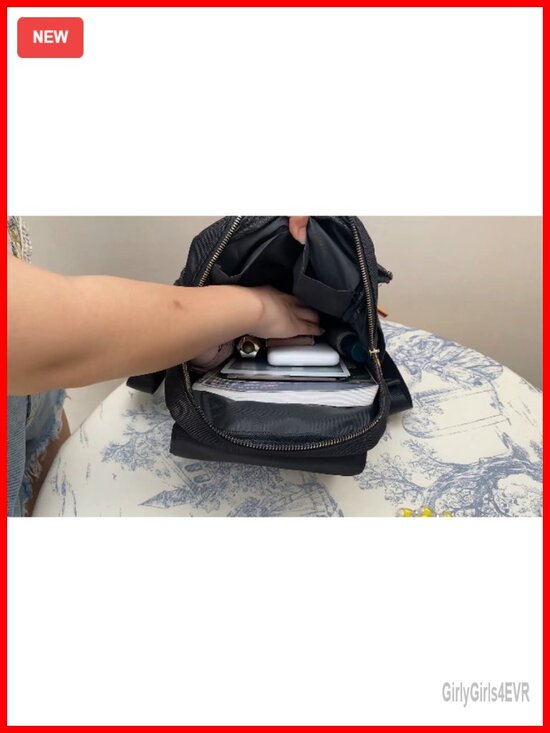 Mini Anti-theft Backpack with USB Port Lightweight Nylon Daypack for Women